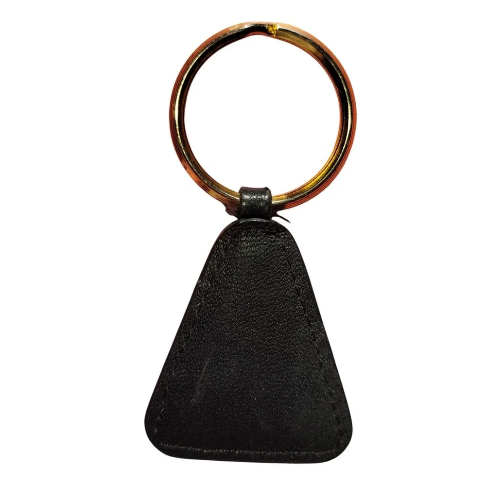 Vintage Etienne Aigner ~ Black Leather & Gold-tone Key‎ Fob, Keychain